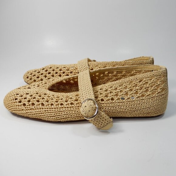 STEVE MADDEN Alara Buckled Ballet Mary Jane Flats Size 8 Natural Raffia NEW - Picture 11 of 12